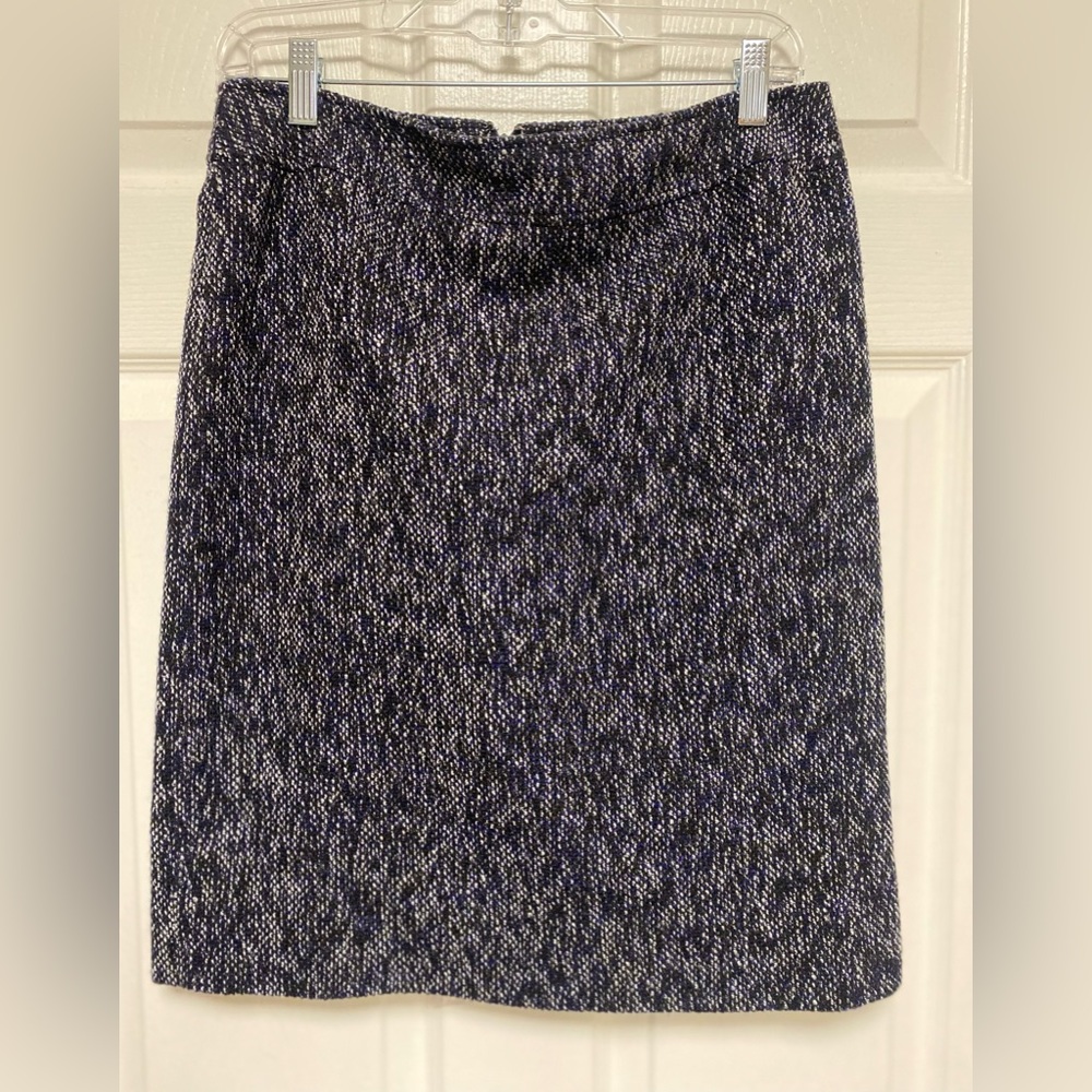 Tahari ASL Black purple & white tweed pencil skirt Size 6
